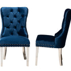 Baxton Studio Honora Contemporary Glam and Luxe Navy Blue Velvet Fabric and Silver Metal 2-Piece Dining Chair Set