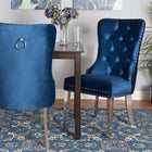 Baxton Studio Honora Contemporary Glam and Luxe Navy Blue Velvet Fabric and Silver Metal 2-Piece Dining Chair Set