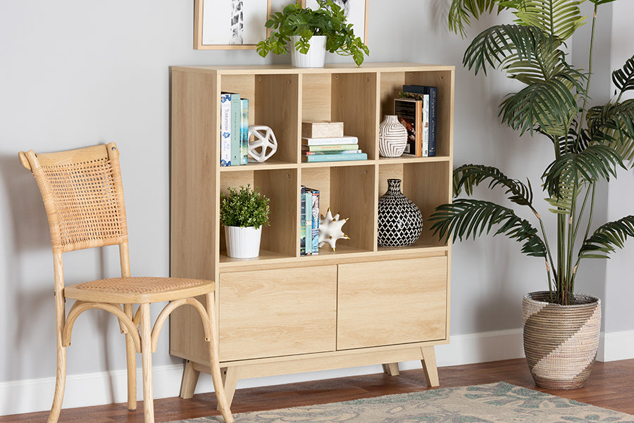 Baxton Studio Danina Japandi Oak Brown Finished Wood Bookshelf