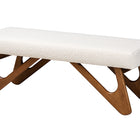 Baxton Studio Rika Japandi Cream Boucle Fabric and Walnut Brown Finished Wood Bench