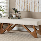 Baxton Studio Rika Japandi Cream Boucle Fabric and Walnut Brown Finished Wood Bench