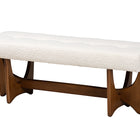 Baxton Studio Theo Japandi Cream Boucle Fabric and Walnut Brown Finished Wood Bench