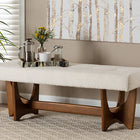 Baxton Studio Theo Japandi Cream Boucle Fabric and Walnut Brown Finished Wood Bench