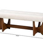 Baxton Studio Theo Japandi Cream Boucle Fabric and Walnut Brown Finished Wood Bench