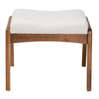 Baxton Studio Roxy Mid-Century Modern Off-White Boucle Upholstered and Walnut Brown Finished Wood Ottoman Footstool