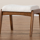 Baxton Studio Roxy Mid-Century Modern Off-White Boucle Upholstered and Walnut Brown Finished Wood Ottoman Footstool