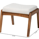 Baxton Studio Roxy Mid-Century Modern Off-White Boucle Upholstered and Walnut Brown Finished Wood Ottoman Footstool