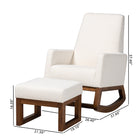 Baxton Studio Yashiya Mid-Century Modern Off-White Boucle Upholstered and Walnut Brown Finished Wood 2-Piece Rocking Chair and Ottoman Set