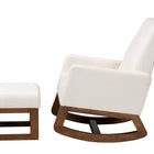Baxton Studio Yashiya Mid-Century Modern Off-White Boucle Upholstered and Walnut Brown Finished Wood 2-Piece Rocking Chair and Ottoman Set