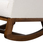 Baxton Studio Yashiya Mid-Century Modern Off-White Boucle Upholstered and Walnut Brown Finished Wood 2-Piece Rocking Chair and Ottoman Set