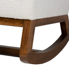 Baxton Studio Yashiya Mid-Century Modern Off-White Boucle Upholstered and Walnut Brown Finished Wood Rocking Chair