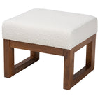 Baxton Studio Yashiya Mid-Century Modern Off-White Boucle Upholstered and Walnut Brown Finished Wood Ottoman Footstool