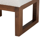 Baxton Studio Yashiya Mid-Century Modern Off-White Boucle Upholstered and Walnut Brown Finished Wood Ottoman Footstool