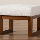 Baxton Studio Yashiya Mid-Century Modern Off-White Boucle Upholstered and Walnut Brown Finished Wood Ottoman Footstool