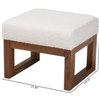 Baxton Studio Yashiya Mid-Century Modern Off-White Boucle Upholstered and Walnut Brown Finished Wood Ottoman Footstool