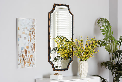 Baxton Studio Lieven Rustic Glam and Luxe Two-Tone Light Brown and Black Finished Metal Accent Wall Mirror