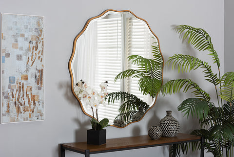 Baxton Studio Weston Modern Glam and Luxe Antique Goldleaf Finished Wood Accent Wall Mirror