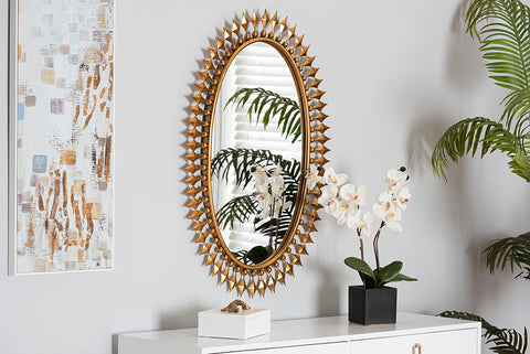 Baxton Studio Rogier Modern Glam and Luxe Antique Goldleaf Metal Accent Wall Mirror