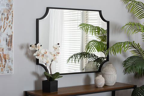 Baxton Studio Parcenet Modern Black Finished Metal Accent Wall Mirror