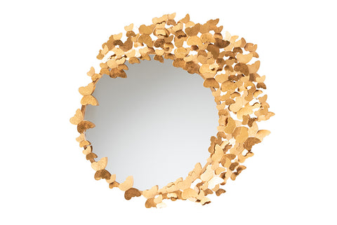 Baxton Studio Tauriel Modern Glam and Luxe Antique Goldleaf Metal Butterfly Accent Wall Mirror