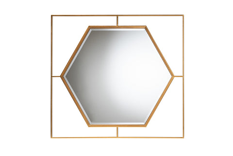 Baxton Studio Gates Modern Glam and Luxe Antique Goldleaf Metal Accent Wall Mirror