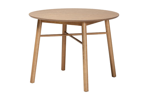 Baxton Studio Denmark Mid-Century Modern French Oak Brown Finished Rubberwood Dining Table