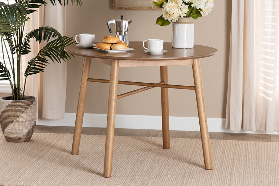 Baxton Studio Denmark Mid-Century Modern French Oak Brown Finished Rubberwood Dining Table