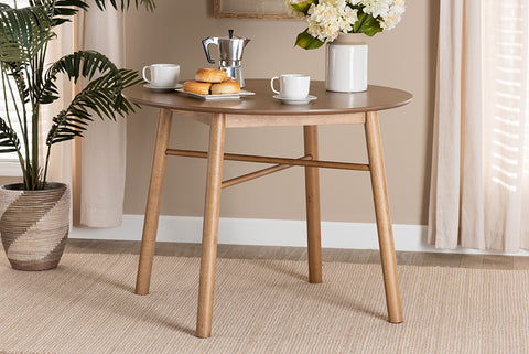 Baxton Studio Denmark Mid-Century Modern French Oak Brown Finished Rubberwood Dining Table