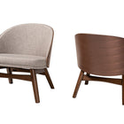 Baxton Studio Lovella Mid-Century Modern Grey Fabric and Walnut Brown Finished Wood 2-Piece Accent Chair Set