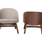Baxton Studio Lovella Mid-Century Modern Grey Fabric and Walnut Brown Finished Wood 2-Piece Accent Chair Set