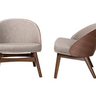 Baxton Studio Lovella Mid-Century Modern Grey Fabric and Walnut Brown Finished Wood 2-Piece Accent Chair Set