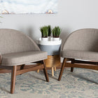 Baxton Studio Lovella Mid-Century Modern Grey Fabric and Walnut Brown Finished Wood 2-Piece Accent Chair Set