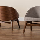 Baxton Studio Lovella Mid-Century Modern Grey Fabric and Walnut Brown Finished Wood 2-Piece Accent Chair Set