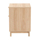 Baxton Studio Elsbeth Mid-Century Modern Light Brown Finished Wood and Natural Rattan 1-Drawer End Table