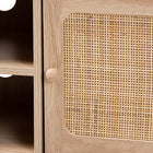 Baxton Studio Elsbeth Mid-Century Modern Light Brown Finished Wood and Natural Rattan 2-Door TV Stand