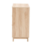 Baxton Studio Elsbeth Japandi Oak Brown Finished Wood and Natural Rattan 3-Drawer Storage Cabinet