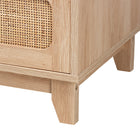 Baxton Studio Elsbeth Mid-Century Modern Oak Brown Finished Wood and Natural Rattan 5-Drawer Storage Cabinet