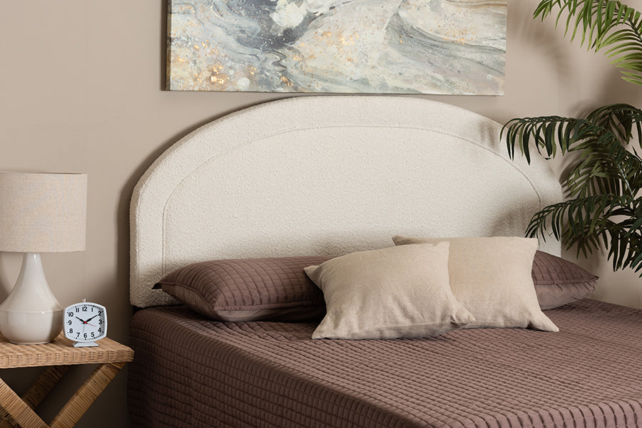 Baxton Studio Fiana Modern Cream Boucle Fabric Queen Size Headboard