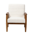 Baxton Studio Stratton Mid-Century Modern Cream Boucle Fabric and Walnut Brown Finished Wood Armchair