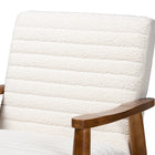 Baxton Studio Stratton Mid-Century Modern Cream Boucle Fabric and Walnut Brown Finished Wood Armchair