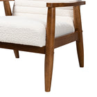 Baxton Studio Stratton Mid-Century Modern Cream Boucle Fabric and Walnut Brown Finished Wood Armchair
