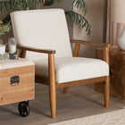 Baxton Studio Stratton Mid-Century Modern Cream Boucle Fabric and Walnut Brown Finished Wood Armchair