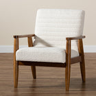 Baxton Studio Stratton Mid-Century Modern Cream Boucle Fabric and Walnut Brown Finished Wood Armchair