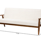 Baxton Studio Stratton Mid-Century Modern Cream Boucle Fabric and Walnut Brown Finished Wood Sofa