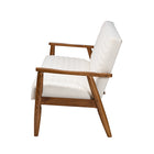 Baxton Studio Stratton Mid-Century Modern Cream Boucle Fabric and Walnut Brown Finished Wood Sofa