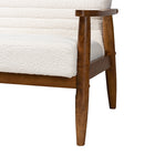 Baxton Studio Stratton Mid-Century Modern Cream Boucle Fabric and Walnut Brown Finished Wood Sofa