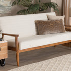 Baxton Studio Stratton Mid-Century Modern Cream Boucle Fabric and Walnut Brown Finished Wood Sofa