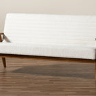 Baxton Studio Stratton Mid-Century Modern Cream Boucle Fabric and Walnut Brown Finished Wood Sofa