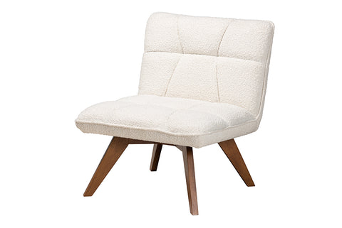 Baxton Studio Darielle Japandi Cream Boucle Fabric and Walnut Brown Finished Rubberwood Accent Chair