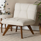 Baxton Studio Darielle Japandi Cream Boucle Fabric and Walnut Brown Finished Rubberwood Accent Chair